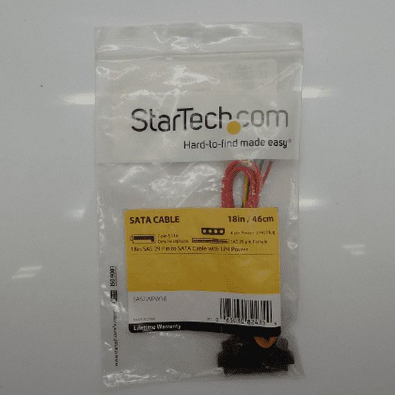 StarTech 18in SAS 29 Pin to SATA Cable with LP4 Power SAS729PW18