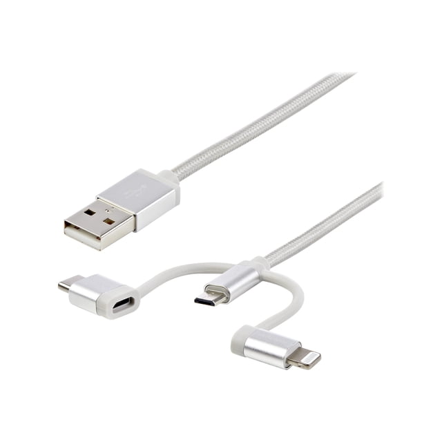 StarTech 1m (3ft) USB Multi-Charger Cable - Lightning, USB-C, Micro-B ...