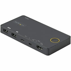 Startech.com 2 Port Hybrid Usb-a + Hdmi & Usb-c Kvm Switch, Single 4k 60hz Hdmi 2.0 Monitor, Compact Desktop And/or Lptop Hdmi Kvm Switch, Usb Bus Powered, Thunderbolt 3 Compatible - 2 Port Hdmi Kvm