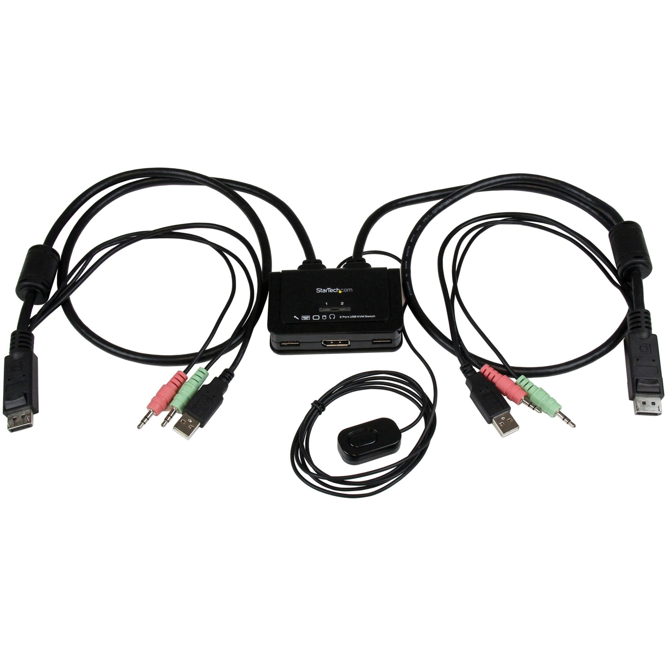 oversættelse slap af Duchess StarTech 2-Port USB-Powered DisplayPort Cable KVM Switch with Audio and  Remote Switch - Walmart.com