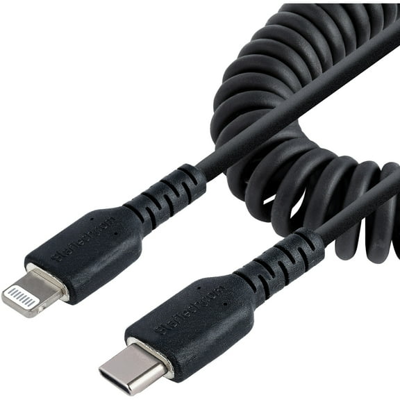 StarTech 20" Coiled USB C to Lightning Cable Black RUSB2CLT50CMBC