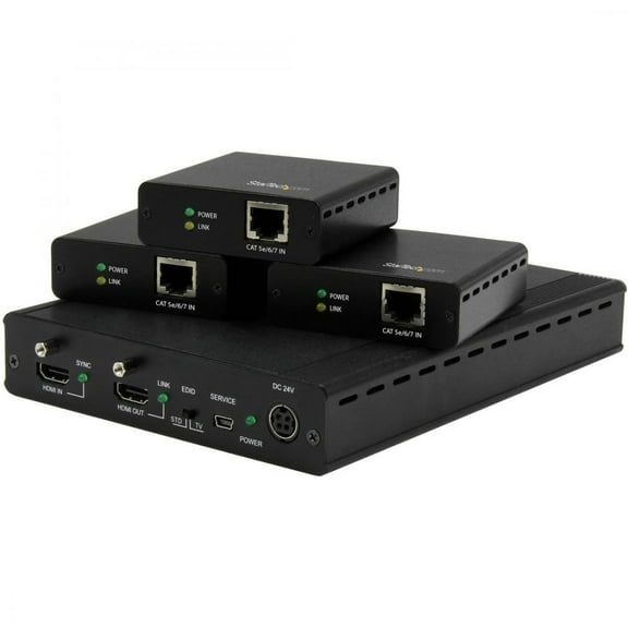 Startech 3 Port HDBaseT Extender Kit with 3 Receivers - 1x3 HDMI over CAT5e/CAT6 Splitter - 1-to-3 HDBaseT Distribution System - Up to 4K - Distribute your HDMI source to three remote displays over...