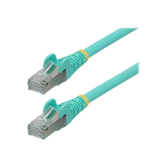 StarTech 3ft CAT6a Ethernet Cable Aqua Low Smoke Zero Halogen LSZH 10 GbE 100W PoE S/FTP Snagless RJ-45 Network Patch Cord