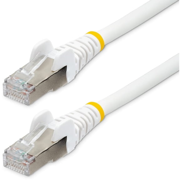 StarTech 7ft CAT6a Ethernet Cable - Low Smoke Zero Halogen (LSZH) - 10 Gigabit 500MHz 100W PoE RJ45 S/FTP White Network Patch Cord Snagless w/Strain Relief (NLWH-7F-CAT6A-PATCH)
