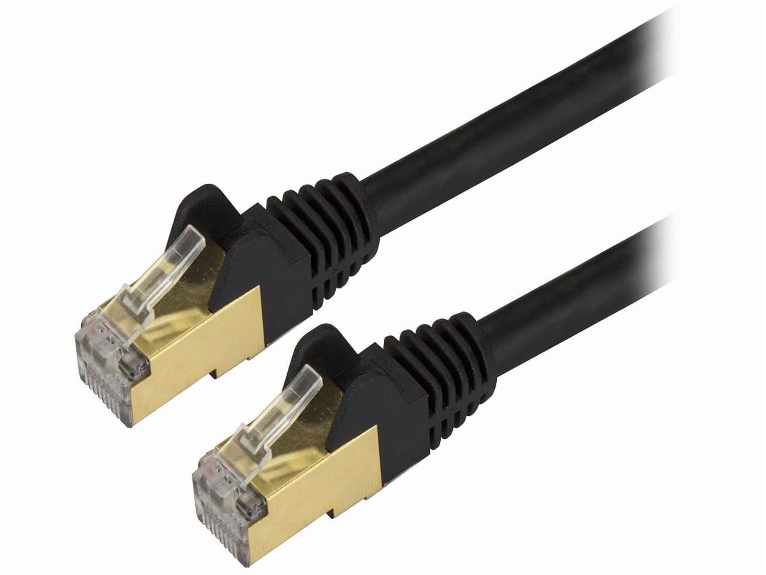 StarTech 12ft CAT6a Ethernet Cable - 10 Gigabit Shielded Snagless RJ45 100W PoE Patch Cord - 10GbE STP Network Cable with Strain Relief - Black - UL, TIA (C6ASPAT12BK)