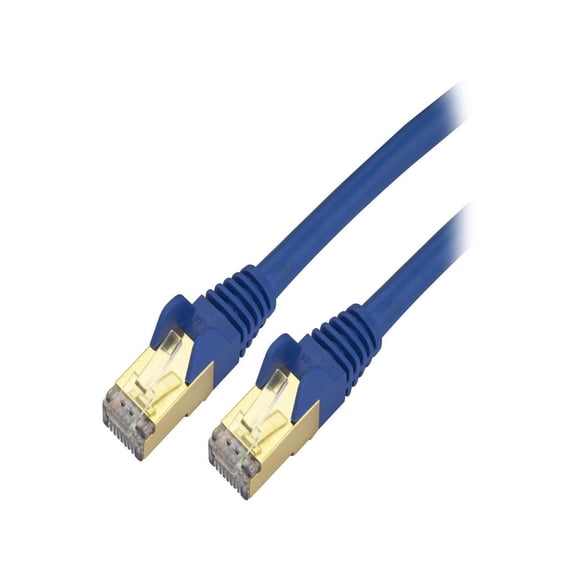 StarTech 15ft CAT6a Ethernet Cable - 10 Gigabit Shielded Snagless RJ45 100W PoE Patch Cord - 10GbE STP Network Cable with Strain Relief - Blue - UL, TIA (C6ASPAT15BL)