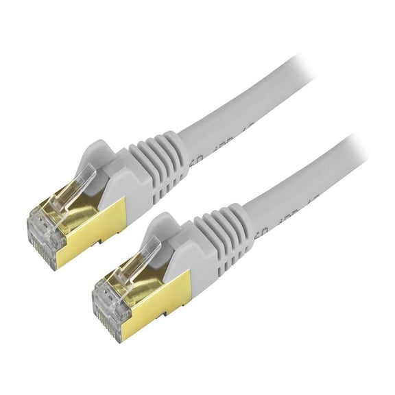 StarTech 20ft CAT6a Ethernet Cable - 10 Gigabit Shielded Snagless RJ45 100W PoE Patch Cord - 10GbE STP Network Cable with Strain Relief - Gray - UL, TIA (C6ASPAT20GR)