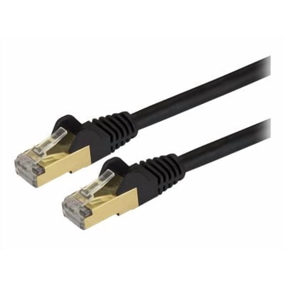 StarTech 35ft CAT6a Ethernet Cable - 10 Gigabit Shielded Snagless RJ45 100W PoE Patch Cord - 10GbE STP Network Cable with Strain Relief - Black - UL, TIA (C6ASPAT35BK)