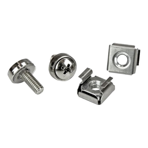 StarTech CABSCRWM520 StarTech.com Rack Screws - 20 Pack - Installation Tool - 12 mm M5 Screws - M5 Nuts - Cabinet Mounting Screws and Cage Nuts
