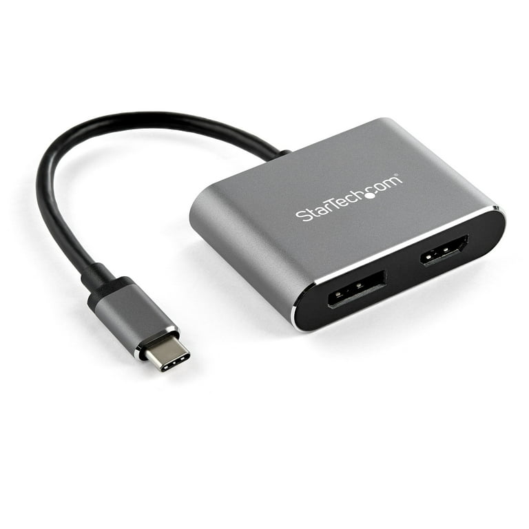 Startech USB C Multiport Video Adapter 4K 60Hz USB C to HDMI 2.0 or DisplayPort 1.2 Monitor Adapter HBR2 HDR USB Type C 2 in 1 2 in 1 USB C multiport video adapter to