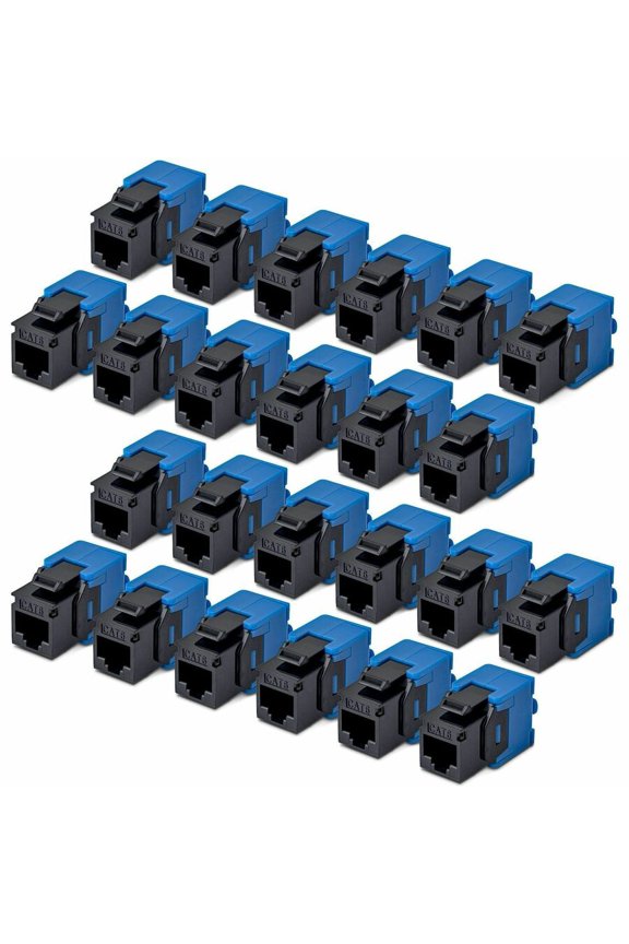 StarTech Cat6 Keystone Jack, 24-Pack RJ45 Ethernet Keystone Jacks, UTP Cat6 Wall Jack, 180-Degree Toolless, Black