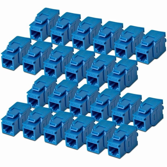 StarTech Cat6 Keystone Jack, 24-Pack RJ45 Ethernet Keystone Jacks, UTP Cat6 Wall Jack, 180-Degree Toolless, Blue