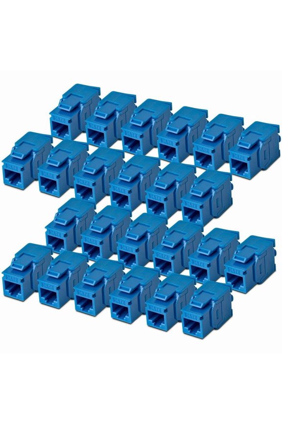 StarTech Cat6 Keystone Jack, 24-Pack RJ45 Ethernet Keystone Jacks, UTP Cat6 Wall Jack, 180-Degree Toolless, Blue