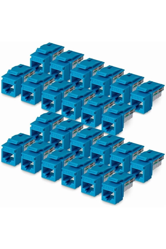 StarTech Cat6 Keystone Jack, 24-Pack RJ45 Ethernet Keystone Jacks, UTP Cat6 Wall Jack, 90-Degree 110 Punch Down, Blue