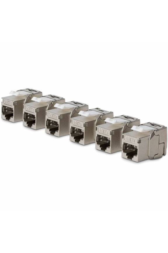 StarTech Cat8 Keystone Jack, 6-Pack RJ45 Ethernet Keystone Jacks, STP Cat8 Wall Jack, 180-Degree Toolless