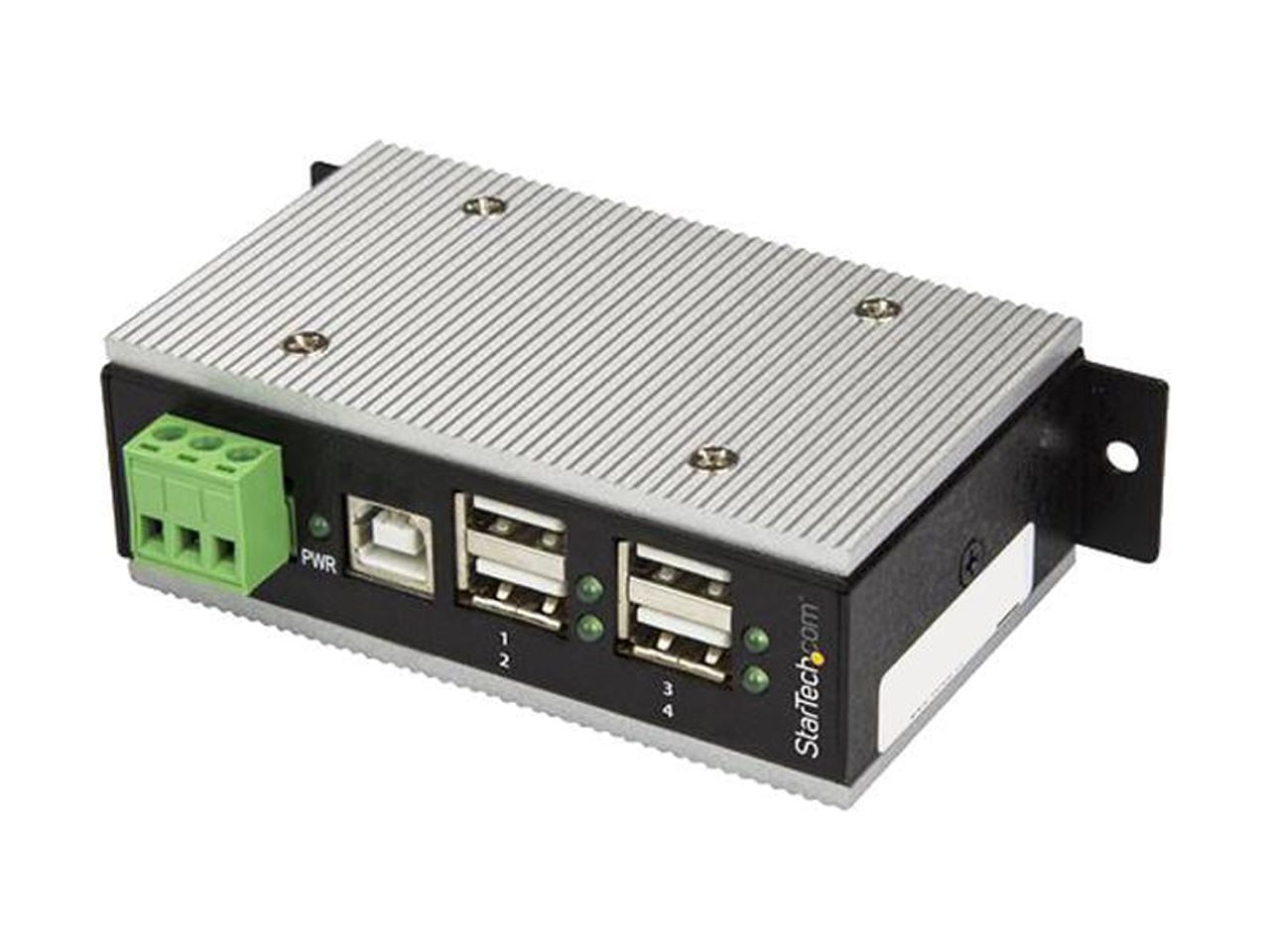 StarTech HB20A4AME 4 Port Industrial USB Hub - Metal - USB 2.0 - 15kV ESD Protection - Surface or DIN Rail - USB Splitter - USB Port Expander - image 1 of 2