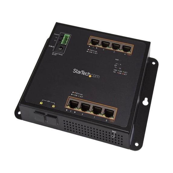 StarTech 8-Port PoE+ Gigabit Ethernet Managed Switch w/ 2 SFP Connections