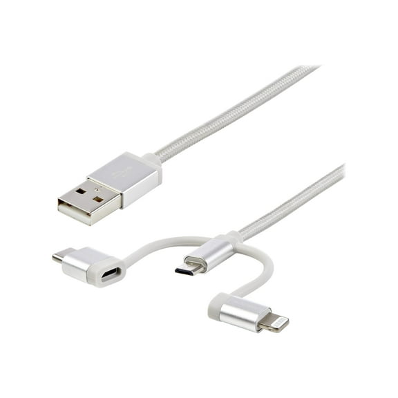 StarTech 1m (3ft) USB Multi-Charger Cable - Lightning, USB-C, Micro-B