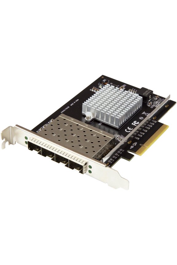 Startech Quad Port 10G SFP+ Network Card - Intel XL710 Open SFP+ Converged Adapter - PCIe 10 Gigabit Fiber Optic Server NIC - 10GbE - Quad port SFP+ network card for MSA compliant SFP+ /DAC - 10 Gi...