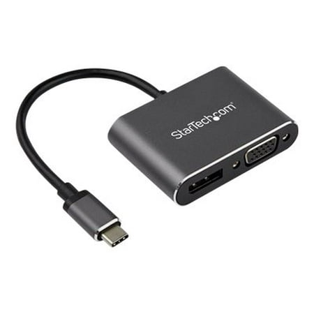 StarTech.com USB C Multiport Video Adapter, USB-C to 4K 60Hz DisplayPort 1.2 or 1080p VGA Monitor Adapter, USB Type-C 2-in-1 DP (HBR2 HDR)/VGA Display Converter- Thunderbolt 3 Compatible - USB-C 2 in 1 Adapter (CDP2DPVGA) - Adapter - 24 pin USB-C (M) to HD-15 (VGA), DisplayPort (F) - Displayport 1.2/Thunderbolt 3 - 2.4 in - 4K support - space gray