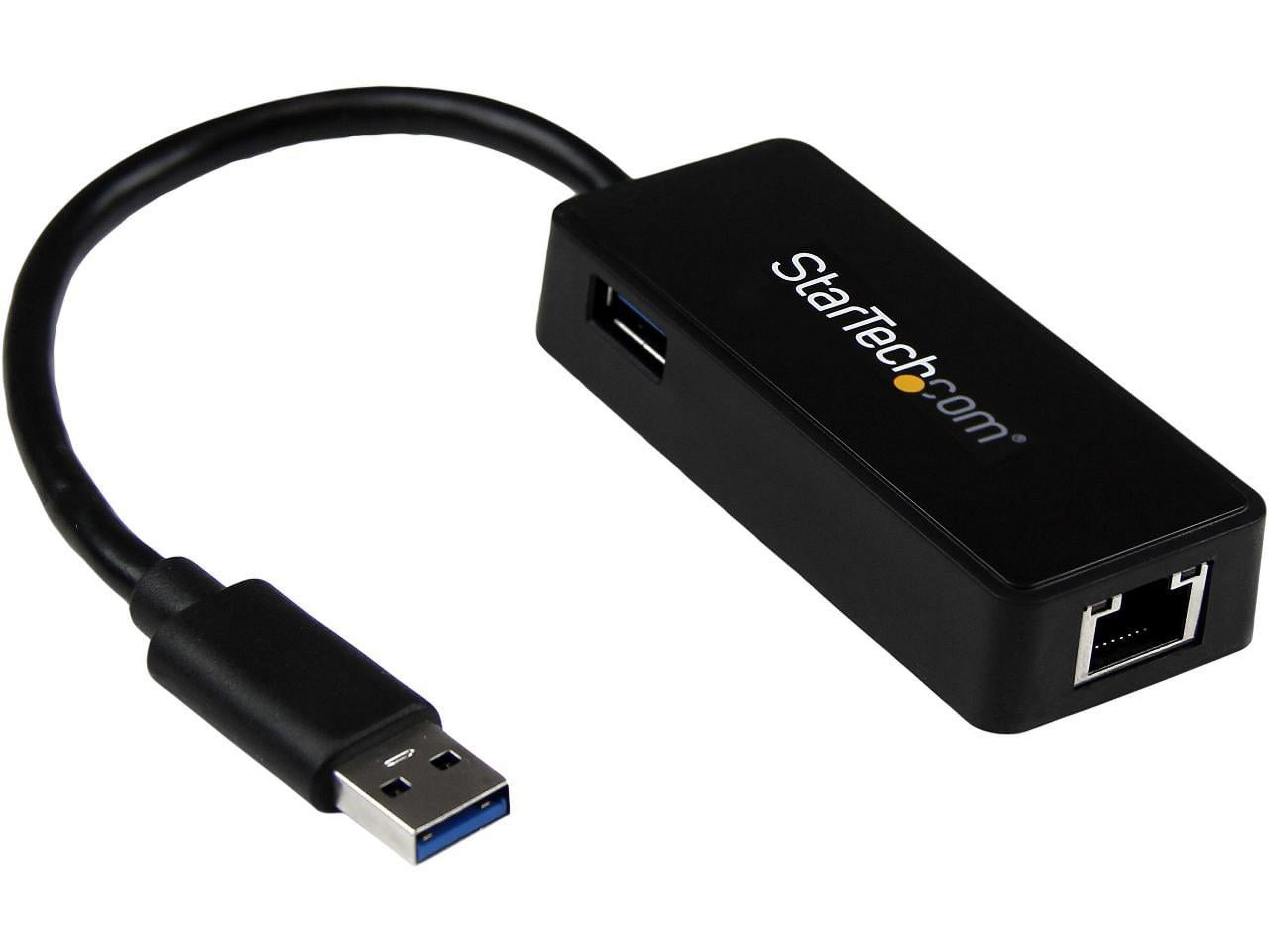StarTech USB31000SPTB USB 3.0 to Gigabit Ethernet Adapter NIC w/ USB Port - Black - image 1 of 6
