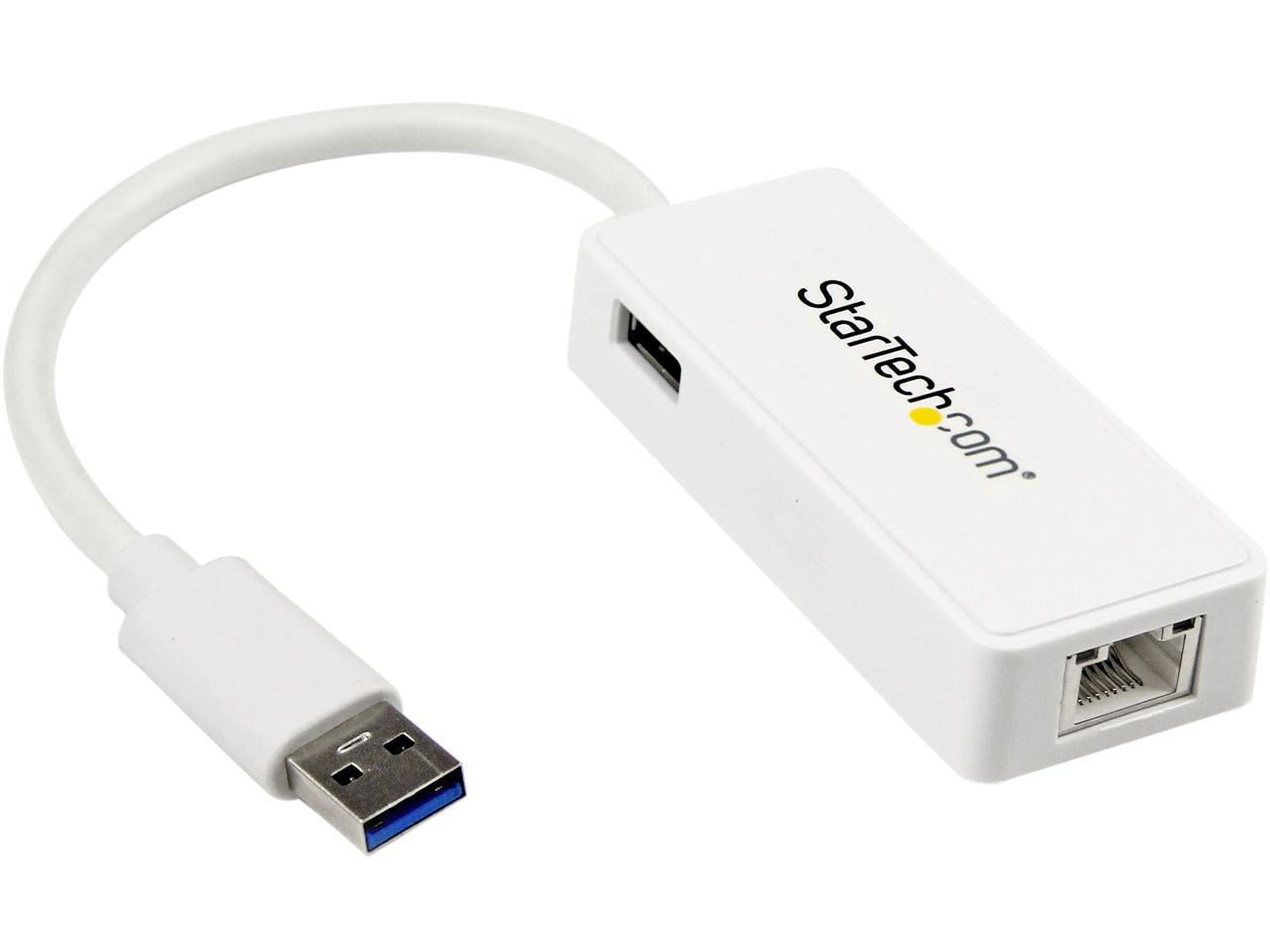 StarTech USB31000SPTW USB 3.0 to Gigabit Ethernet Adapter NIC w/ USB Port - White - image 1 of 6