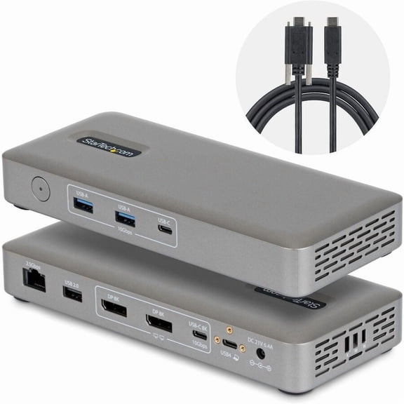 StarTech USB4 Docking Station, Driverless Dual 4K for macOS and Windows, Universal USB-C Dock with 100W Laptop Charging and 2.5GbE