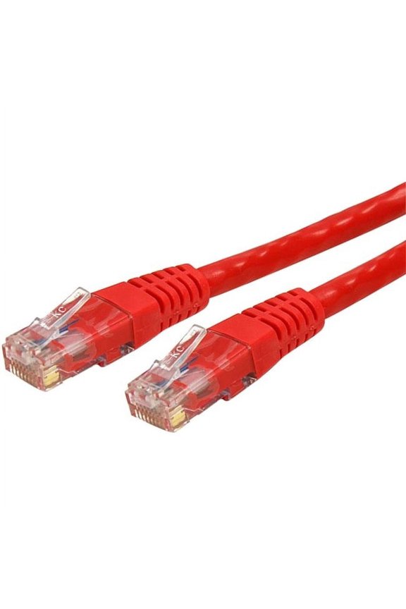 StarTech 1ft CAT6 Ethernet Cable - Red CAT 6 Gigabit Ethernet Wire -250Mhz 100W PoE RJ45 UTP Molded Network Patch Cord with Strain Relief (C6PATCH1RD)