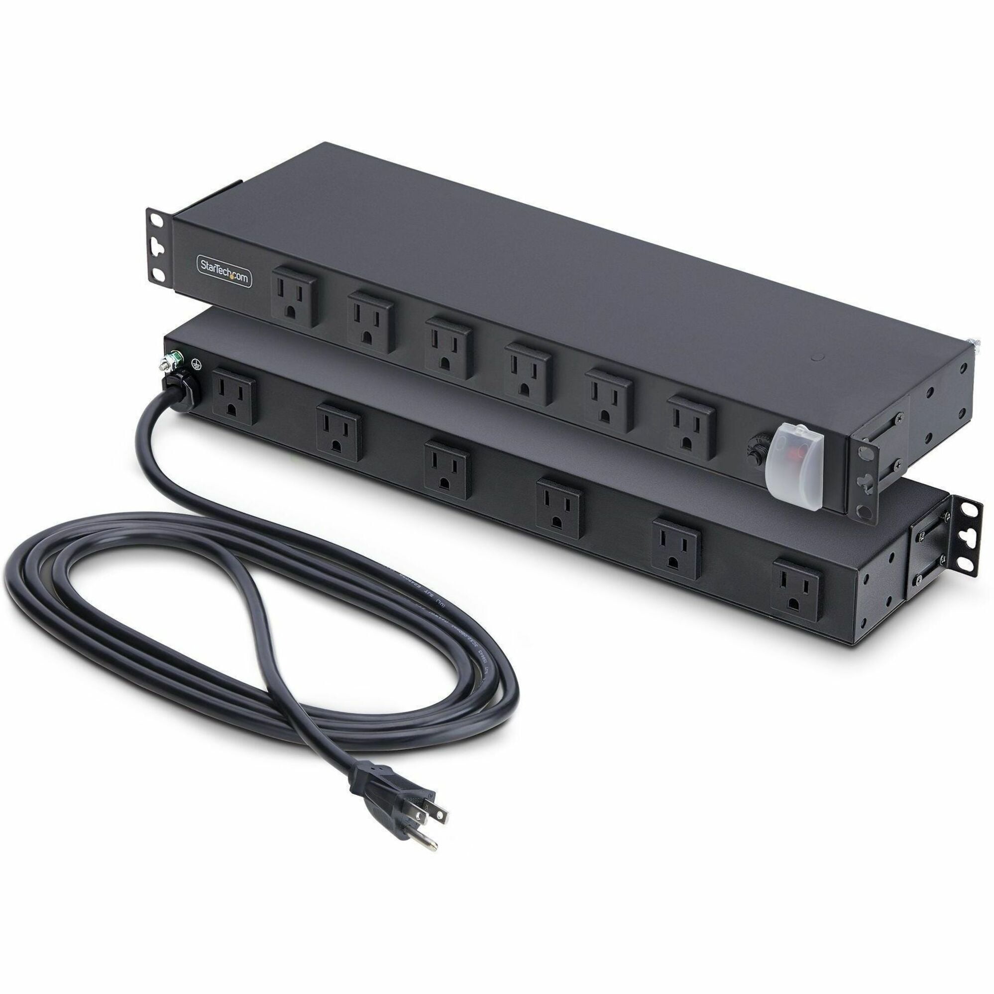StarTech 12-Outlet Rackmount PDU 1U Server Power Strip Wide-Spaced Right-Angle Ports Mounted Power Distribution Unit for 19in Racks