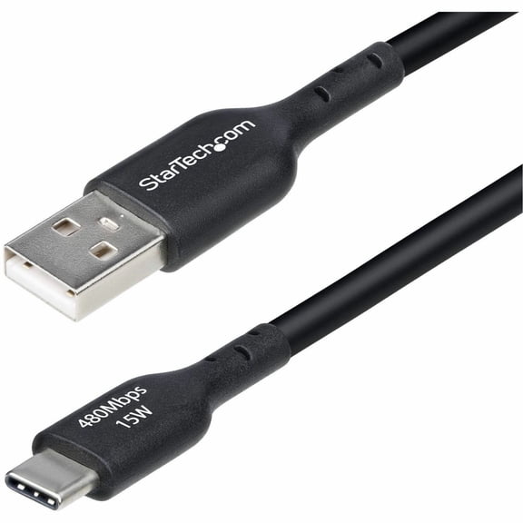 StarTech.com 15ft (4.5m) USB-A to USB-C Charging Cable, Charge & Sync, 3A, USB 2.0, TPE Jacket, Black USB Charging Cord