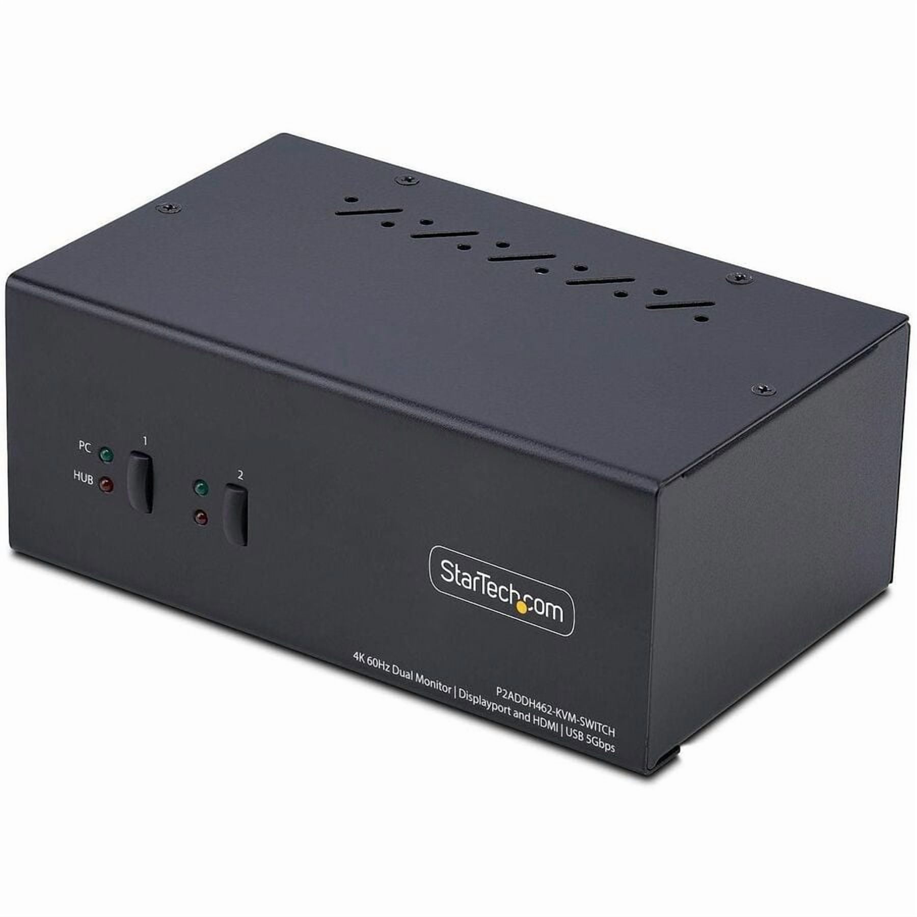 StarTech.com 2-Port Dual-Monitor DisplayPort and HDMI KVM Switch, 4K 60Hz, 2-Port USB 5Gbps Hub, 2x USB HID Ports, Hotkeys, TAA Compliant