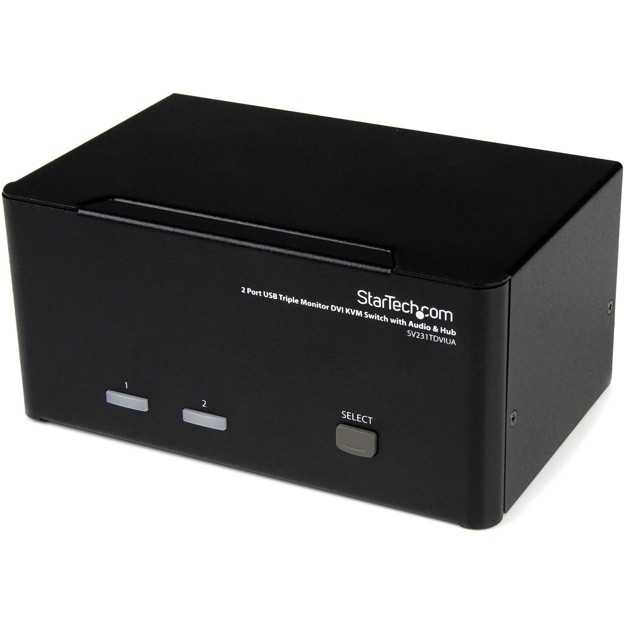 Startech 2 Port Triple Monitor DVI USB KVM Switch with Audio & USB 2.0 Hub - 2 Port - Rack-mountable