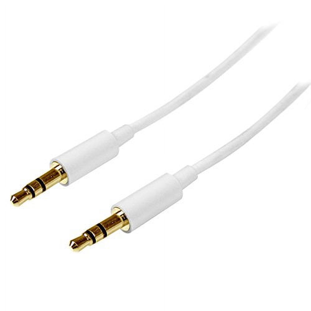 StarTech.com 2m White Slim 3.5mm Stereo Audio Cable - 3.5mm Audio Aux Stereo - Male to Male Headphone Cable - 2x 3.5mm Mini Jack (M) White (MU2MMMSWH) - image 1 of 3