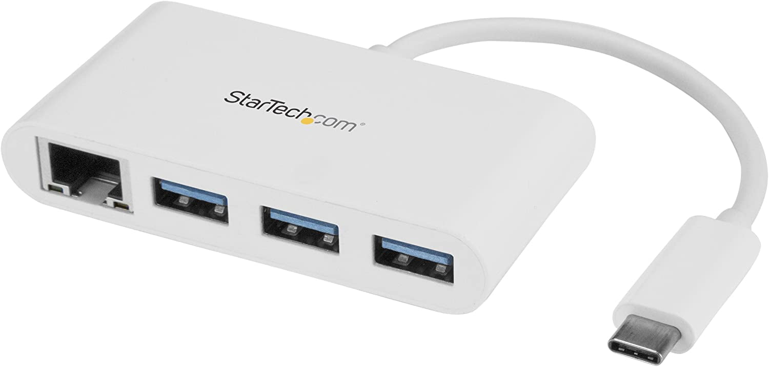 StarTech.com 3 Port USB C Hub w/Gigabit Ethernet â€“ USB Type C to 3 x USB-A â€“ Multi Port USB 3.0 Hub for MacBook Pro (HB30C3A1GEA)