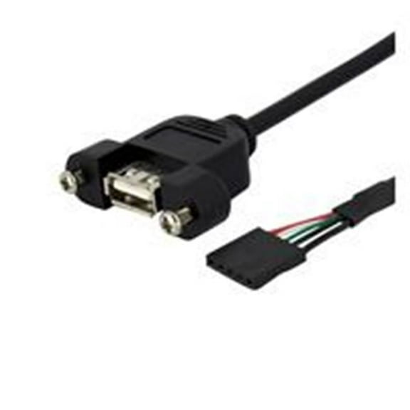 StarTech.com 3 ft. Panel Mount USB Cable USB A to Motherboard Header Cable Female to Female - Black - 3 ft.