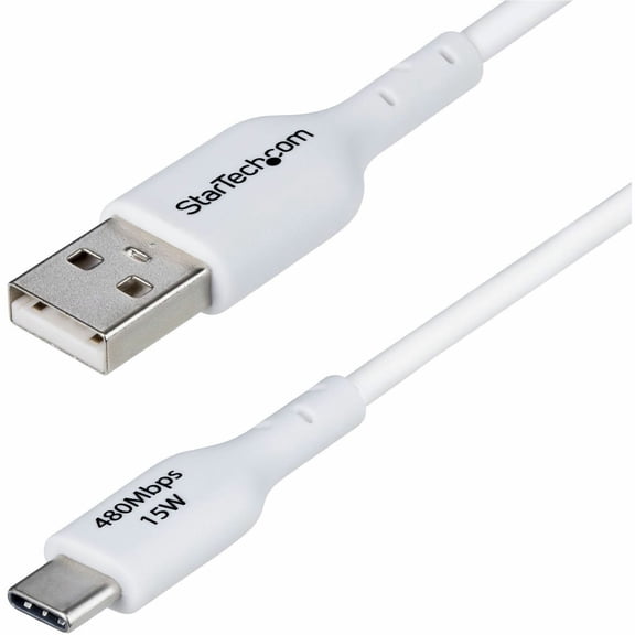 StarTech.com 3ft (91cm) USB-A to USB-C Charging Cable, Charge & Sync, 3A, USB 2.0, TPE Jacket, White USB Charging Cord