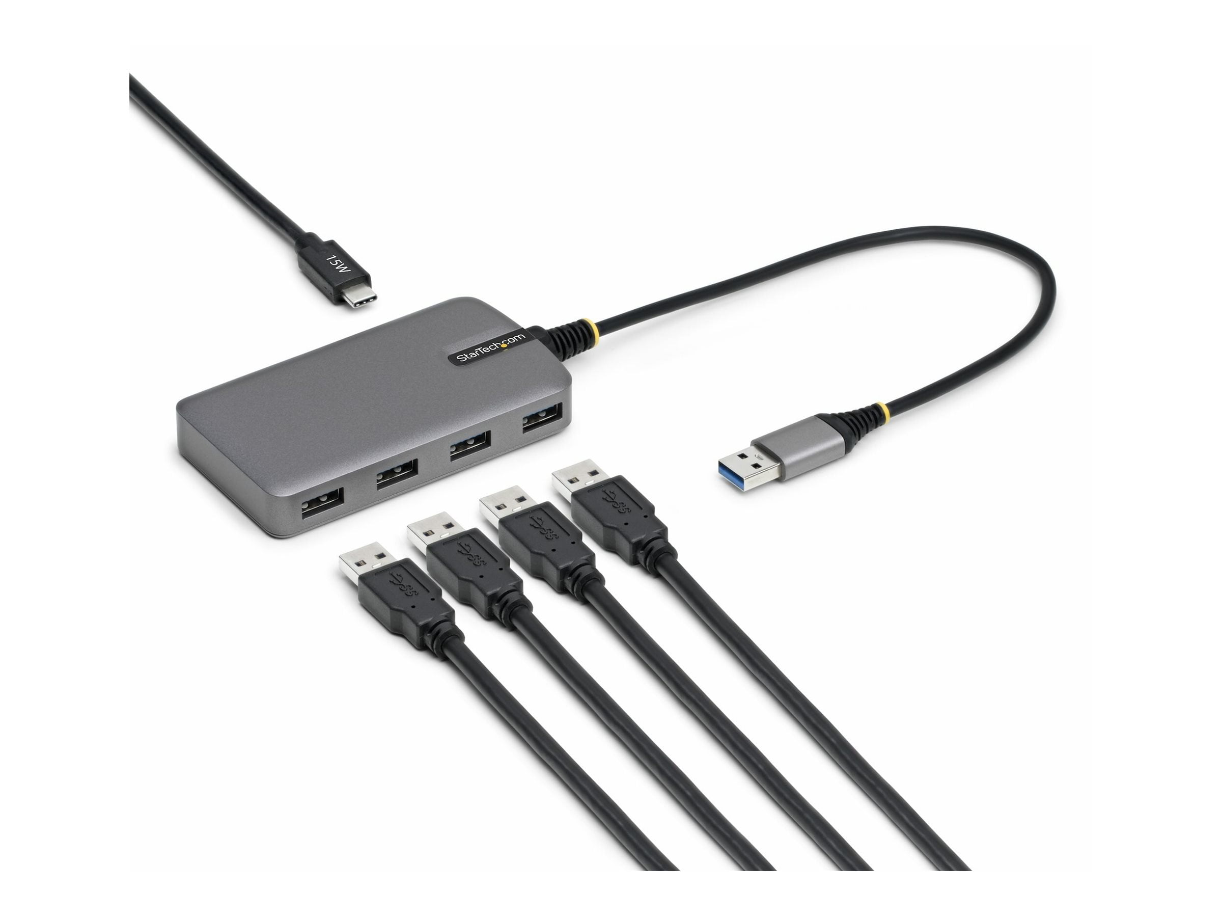StarTech.com 4-Port USB-A Hub, 5Gbps, Bus Powered, USB-A to 4x USB-A Hub with USB-C Auxiliary Power Input, Portable USB Hub (5g4ac-usb-a-hub)