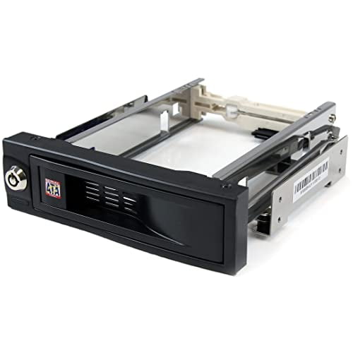 StarTech.com 5.25in Trayless Hot Swap Mobile Rack for 3.5in Hard Drive - Internal SATA Backplane Enclosure - Lockable drive bay (HSB100SATBK) Black