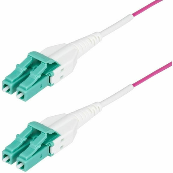 StarTech.com 5m (16ft) LC to LC (UPC) OM4 Multimode Fiber Optic Cable, Erika Violet, 50/125, 100G, Uniboot Fiber Jumper Cord, OFNR Riser