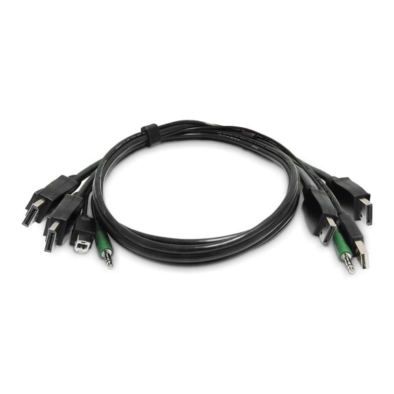 StarTech 6ft (1.8m) Dual-DisplayPort KVM Cable, USB 2.0, 3.5mm Audio, Universally Compatible Combo Cable for KVM Switches, TAA