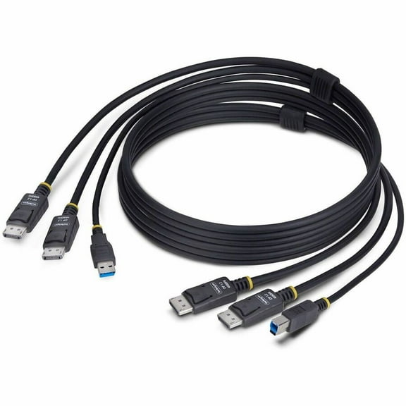 StarTech.com 6ft (1.8m) Dual-DisplayPort and USB 5Gbps KVM Cable, 4K 60Hz, Universally Compatible Combo Cable for KVM Switches