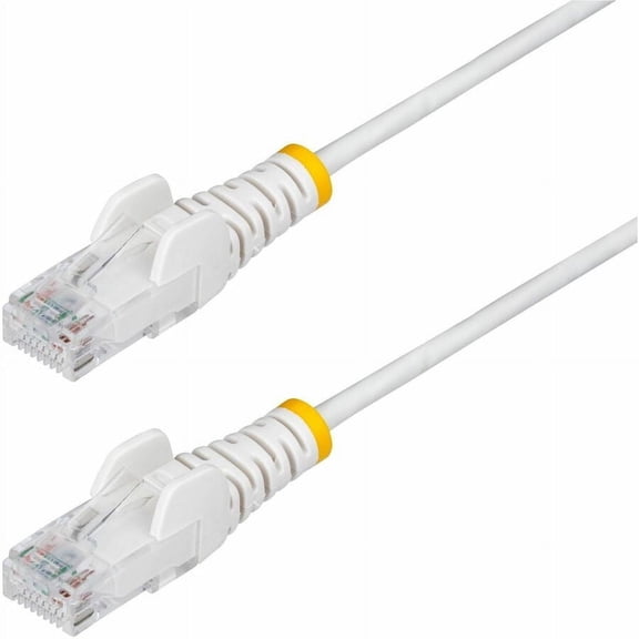 StarTech 6in White Slim CAT6 Ethernet Cable, Snagless RJ45, LSZH, 28AWG Pure Bare Copper, Slim Network Patch Cable/Cord