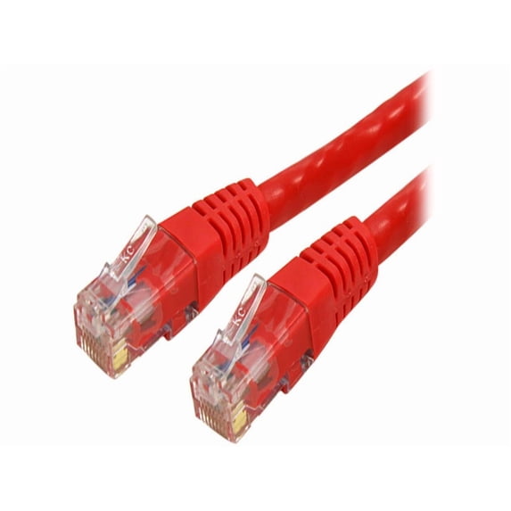 StarTech 7ft CAT6 Ethernet Cable - Red CAT 6 Gigabit Ethernet Wire -250Mhz 100W PoE RJ45 UTP Molded Network Patch Cord with Strain Relief (C6PATCH7RD)