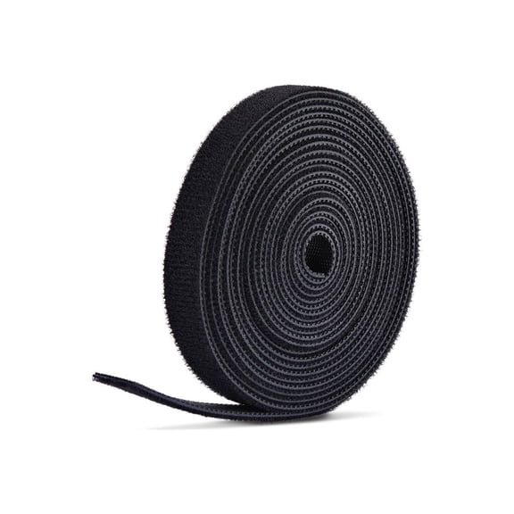 StarTech 75ft (22.8m) Hook and Loop Roll, 0.5in Wide, Black, Cut-to-Size Reusable Cable Ties, Fastener Tape, Adjustable Fabric Wraps
