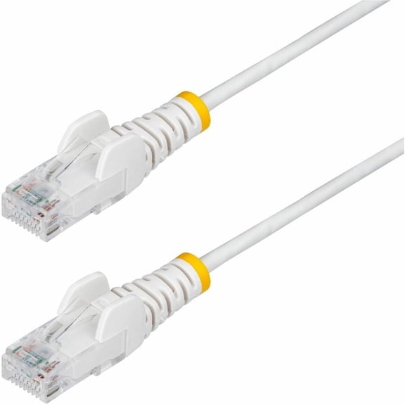 StarTech 9in White Slim CAT6 Ethernet Cable, Snagless RJ45, LSZH, 28AWG Pure Bare Copper, Slim Network Patch Cable/Cord