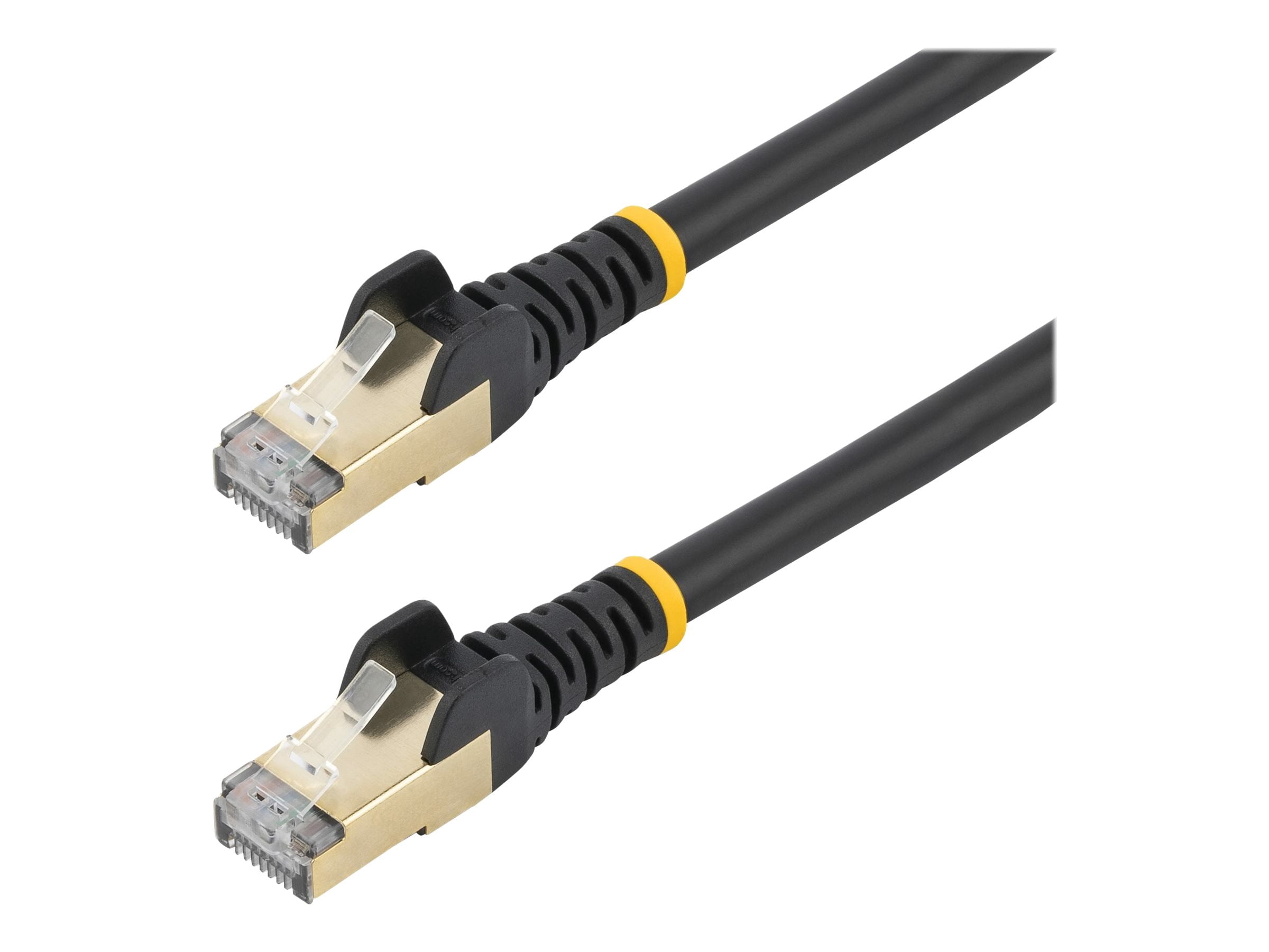 StarTech 1ft CAT6a Ethernet Cable - 10 Gigabit Shielded Snagless RJ45 100W PoE Patch Cord - 10GbE STP Network Cable with Strain Relief - Black - UL, TIA (C6ASPAT1BK)