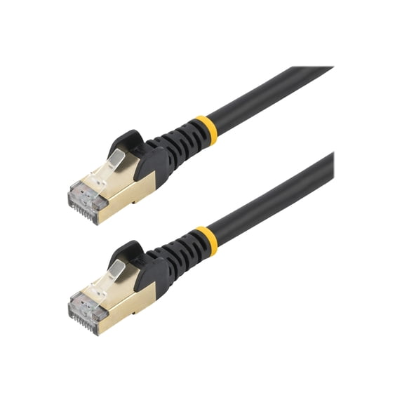 StarTech 1ft CAT6a Ethernet Cable - 10 Gigabit Shielded Snagless RJ45 100W PoE Patch Cord - 10GbE STP Network Cable with Strain Relief - Black - UL, TIA (C6ASPAT1BK)