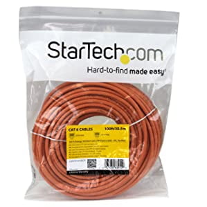 StarTech 100 ft Orange Molded RJ45 UTP Gigabit Cat6 Patch Cable