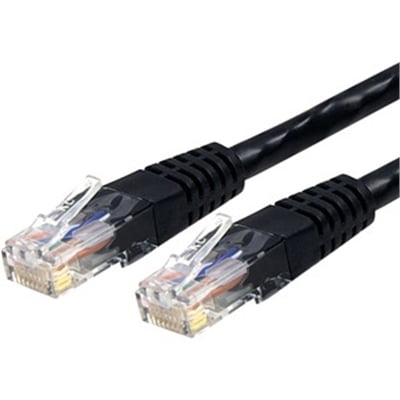 StarTech.com 2ft CAT6 Ethernet Cable, 10 Gigabit Molded RJ45 650MHz 100W PoE Patch Cord, CAT 6 10GbE UTP Network Cable with Strain Relief, Black, Fluke Tested/Wiring is UL Certified/TIA - Category 6 - 24AWG (C6PATCH2BK) - Patch cable - RJ-45 (M) to RJ-45 (M) - 2 ft - UTP - CAT 6 - molded - black