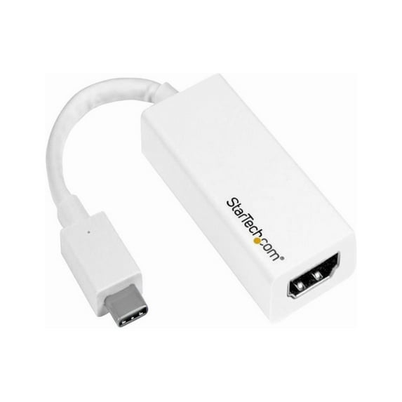 StarTech.com CDP2HD4K60W USB C to HDMI Adapter - White - 4K 60Hz - Thunderbolt 3 Compatible - USB Type C to HDMI Dongle Converter (CDP2HD4K60W)